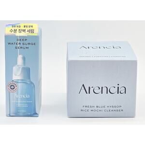 Arencia Deep Water Surge Serum 1 oz + Blue Hyssop Rice Mochi Cleanser 4.23oz NEW